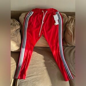 GCDS trackpants tailored slim fit red  with Black and White Stripes brand new